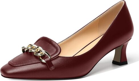 Womens Matte Slip On Square Toe Dress Wedding Metal Spool Low Heel Pumps Shoes 2 Inch in Saudi Arabia