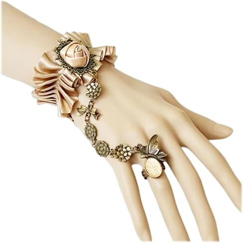 Zaycca Golden Lace Ring Bracelet Hand Chain Punk Goth Wedding Party Bracelets in Kuwait