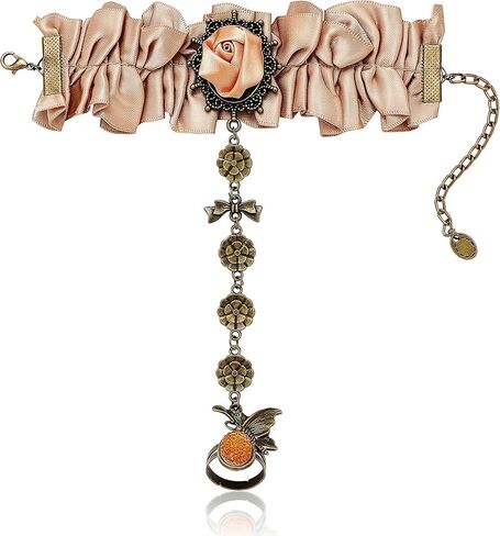 Zaycca Golden Lace Ring Bracelet Hand Chain Punk Goth Wedding Party Bracelets in Kuwait