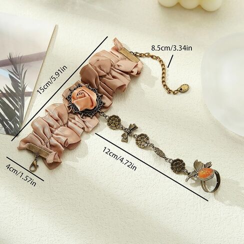 Zaycca Golden Lace Ring Bracelet Hand Chain Punk Goth Wedding Party Bracelets in Kuwait