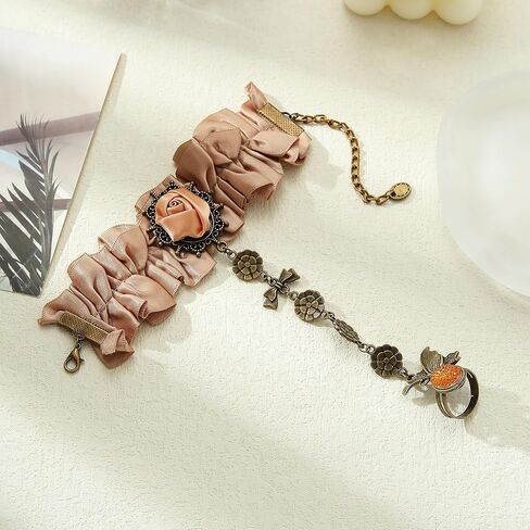 Zaycca Golden Lace Ring Bracelet Hand Chain Punk Goth Wedding Party Bracelets in Kuwait