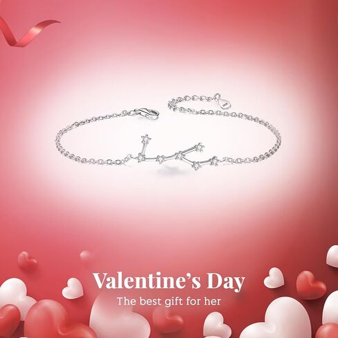 BriLove Gifts for Mom Girls Women 925 Sterling Silver CZ Horoscope Zodiac 12 Constellation Astrology Link Bracelet for Mothers Day/Valentines Day/Birthday/Christmas/Anniversary in Saudi Arabia