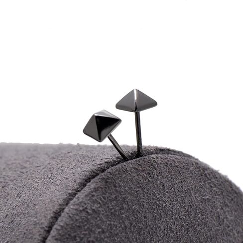 Sterling Silver 5MM Square Spike Studs Black Earrings for Men Women, Hypoallergenic Stylish Punk Earrings Jewelry in Saudi Arabia
