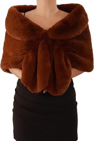 Octwine Wedding Bridal Faux Fur Shawls Wraps Warm Fur Stoles Cover Up Fur Scarfs Soft Light Shawls for Women and Girls in Saudi Arabia