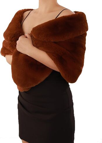 Octwine Wedding Bridal Faux Fur Shawls Wraps Warm Fur Stoles Cover Up Fur Scarfs Soft Light Shawls for Women and Girls in Saudi Arabia