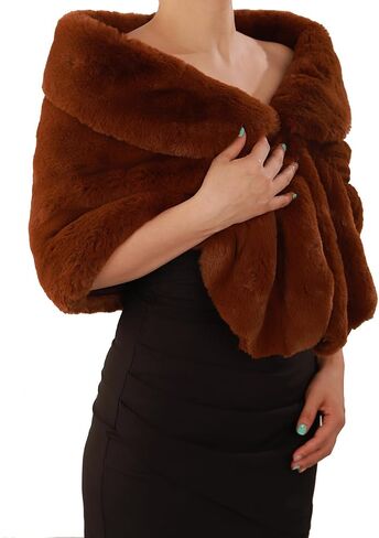 Octwine Wedding Bridal Faux Fur Shawls Wraps Warm Fur Stoles Cover Up Fur Scarfs Soft Light Shawls for Women and Girls in Saudi Arabia