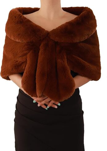 Octwine Wedding Bridal Faux Fur Shawls Wraps Warm Fur Stoles Cover Up Fur Scarfs Soft Light Shawls for Women and Girls in Saudi Arabia