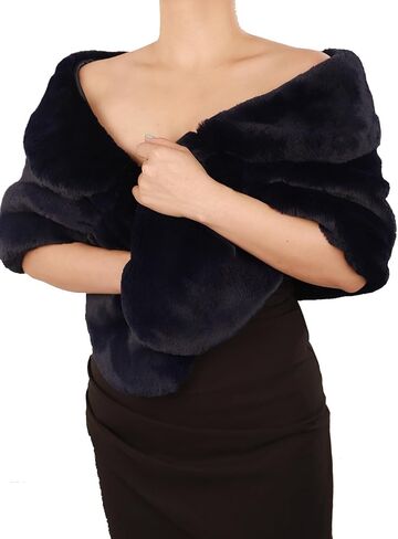 Octwine Wedding Bridal Faux Fur Shawls Wraps Warm Fur Stoles Cover Up Fur Scarfs Soft Light Shawls for Women and Girls in Saudi Arabia