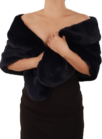 Octwine Wedding Bridal Faux Fur Shawls Wraps Warm Fur Stoles Cover Up Fur Scarfs Soft Light Shawls for Women and Girls in Saudi Arabia