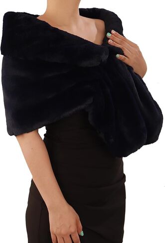 Octwine Wedding Bridal Faux Fur Shawls Wraps Warm Fur Stoles Cover Up Fur Scarfs Soft Light Shawls for Women and Girls in Saudi Arabia