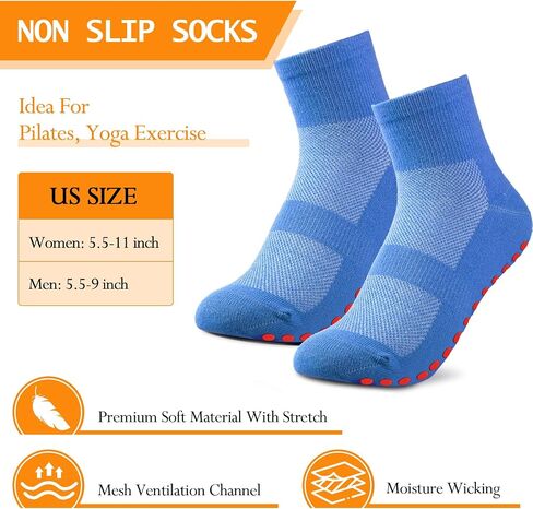 30 Pairs Non Slip Socks Non Skid Socks with Grips for Elderly Yoga Hospital Socks Cushioned Sole Gripper Socks for Men Women, 10 Colors in Saudi Arabia