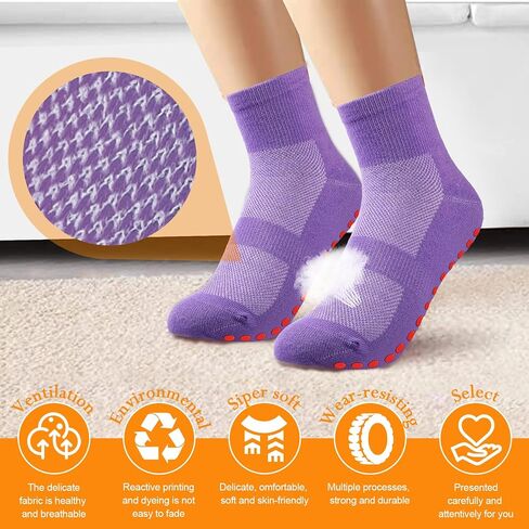 30 Pairs Non Slip Socks Non Skid Socks with Grips for Elderly Yoga Hospital Socks Cushioned Sole Gripper Socks for Men Women, 10 Colors in Saudi Arabia