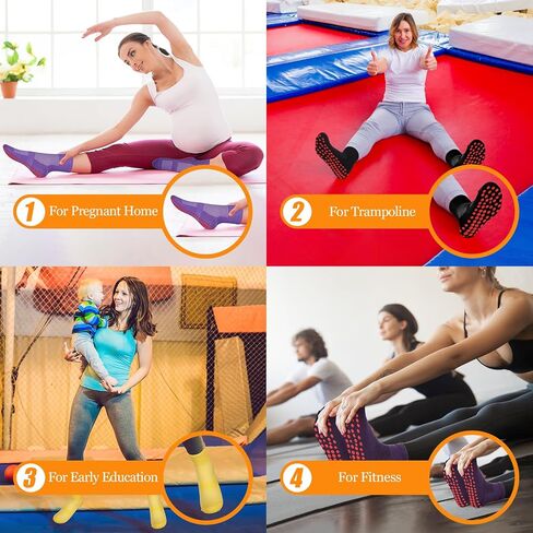 30 Pairs Non Slip Socks Non Skid Socks with Grips for Elderly Yoga Hospital Socks Cushioned Sole Gripper Socks for Men Women, 10 Colors in Saudi Arabia