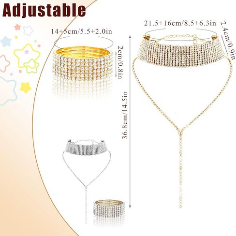 مجموعة مجوهرات كريستال نسائية من TBoxBo مكونة من 4 قطع من مجوهرات كريستال حجر الراين للنساء مجموعة مجوهرات من حجر الراين اللامع وقلادة متدلية من حجر الراين اللامع in Kuwait