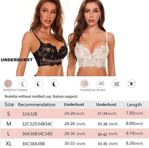 حمالة صدر دانتيل زهرية مبطنة بدون ظهر وحمالة صدر عميقة على شكل حرف V منخفضة الظهر للنساء in Kuwait