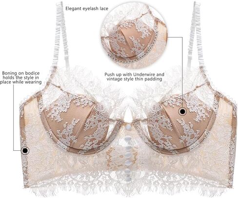 حمالة صدر دانتيل زهرية مبطنة بدون ظهر وحمالة صدر عميقة على شكل حرف V منخفضة الظهر للنساء in Kuwait