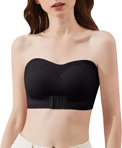 Aivtalk Bandeau Bra for Women Wirefree Bralette Non-Slip Push Up Tube Top Invisible Bra with Lined Detachable Straps in Saudi Arabia
