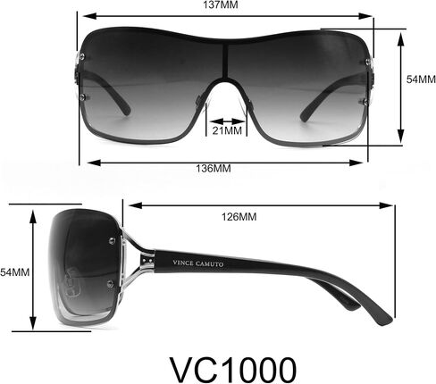 Vince Camuto Vc1000 Chic Vented Metal 100% Uv Protective Women's Rectangular Shield Sunglasses. Luxe Gifts for Her, 136 Mm in Saudi Arabia