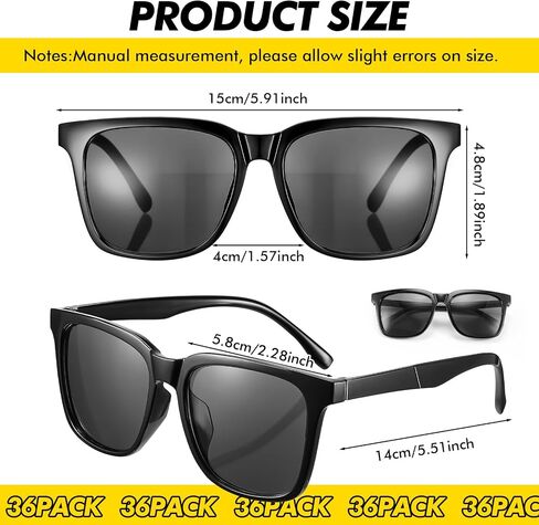 36 Pcs Sunglasses Bulk Retro Plastic Sunglasses Black Vintage Sunglasses Party Favors for Adults Men Women Kids Summer Beach Pool Party Birthday Supplies Goody Bag Fillers 70s 90s in Saudi Arabia