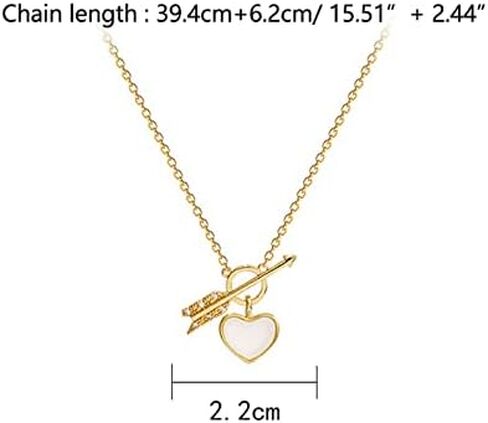 Dainty Cupid's Arrow Love شكل قلب شل قلادة قلادة قلادة مطلية بالذهب OT مشبك الترقوة سلسلة قلادة مجوهرات لعيد ميلاد صديقتك، عيد الحب، هدية عيد الميلاد in Saudi Arabia