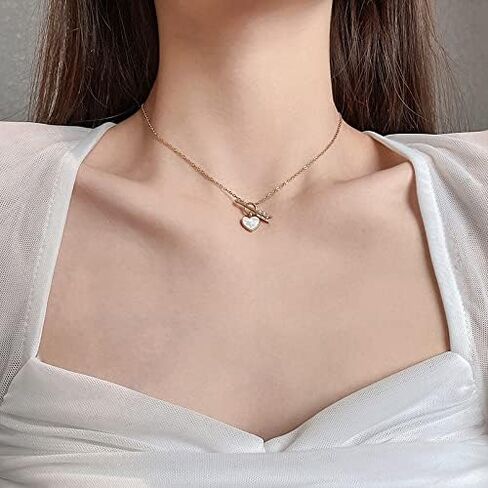 Dainty Cupid's Arrow Love شكل قلب شل قلادة قلادة قلادة مطلية بالذهب OT مشبك الترقوة سلسلة قلادة مجوهرات لعيد ميلاد صديقتك، عيد الحب، هدية عيد الميلاد in Saudi Arabia