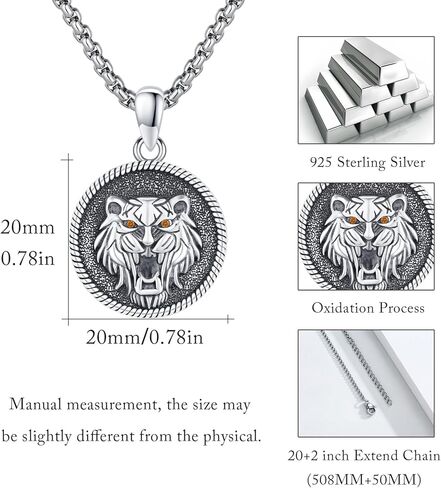 ConBo Tiger Necklace for Men Women 925 Sterling Silver Tiger Head Necklace Vintage Animal Jewelry Gifts for Girls Boys Mom Father's Day Mother's Day Birthday in Kuwait