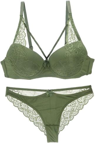 Women's Lightly Padded Eyelash Lace Bra and Panty Set in Kuwait