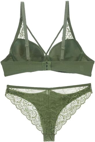 Women's Lightly Padded Eyelash Lace Bra and Panty Set in Kuwait