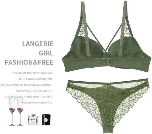 Women's Lightly Padded Eyelash Lace Bra and Panty Set in Kuwait