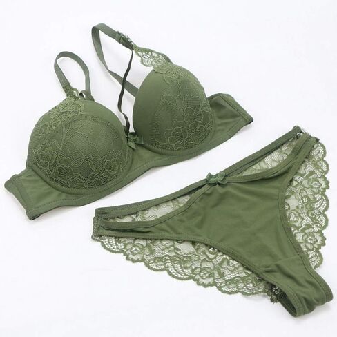 Women's Lightly Padded Eyelash Lace Bra and Panty Set in Kuwait