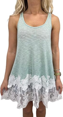 Women's Lace Trimmed Tank Tops Casual Loose Fit Sleeveless Camisoles Dress Blouse Shirt in Saudi Arabia