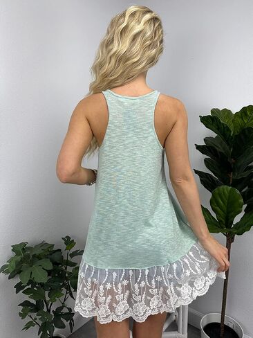 Women's Lace Trimmed Tank Tops Casual Loose Fit Sleeveless Camisoles Dress Blouse Shirt in Saudi Arabia