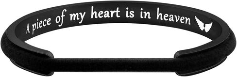 WUSUANED Memorial Jewelry A Piece of My Heart is In Heaven Hair Tie Grooved Cuff Bangle Bracelet In Memory Of Loved One Sympathy gift in Saudi Arabia