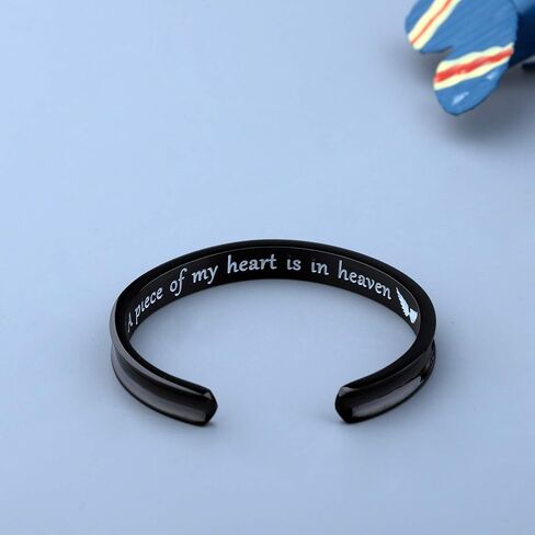 WUSUANED Memorial Jewelry A Piece of My Heart is In Heaven Hair Tie Grooved Cuff Bangle Bracelet In Memory Of Loved One Sympathy gift in Saudi Arabia