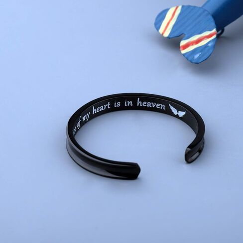 WUSUANED Memorial Jewelry A Piece of My Heart is In Heaven Hair Tie Grooved Cuff Bangle Bracelet In Memory Of Loved One Sympathy gift in Saudi Arabia