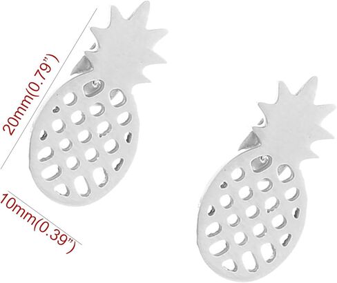 SKQIR قلادة الأناناس، مجموعات مجوهرات نسائية صغيرة مصنوعة يدويًا من الفولاذ المقاوم للصدأ على شكل أناناس (أقراط + أساور + مجموعة مجوهرات قلادات) in Kuwait