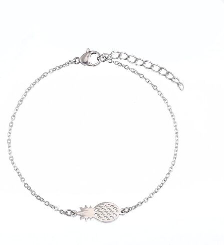 SKQIR قلادة الأناناس، مجموعات مجوهرات نسائية صغيرة مصنوعة يدويًا من الفولاذ المقاوم للصدأ على شكل أناناس (أقراط + أساور + مجموعة مجوهرات قلادات) in Kuwait