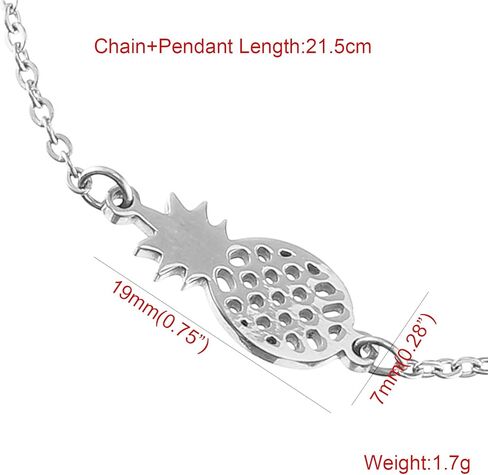 SKQIR قلادة الأناناس، مجموعات مجوهرات نسائية صغيرة مصنوعة يدويًا من الفولاذ المقاوم للصدأ على شكل أناناس (أقراط + أساور + مجموعة مجوهرات قلادات) in Kuwait