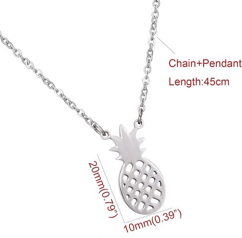 SKQIR قلادة الأناناس، مجموعات مجوهرات نسائية صغيرة مصنوعة يدويًا من الفولاذ المقاوم للصدأ على شكل أناناس (أقراط + أساور + مجموعة مجوهرات قلادات) in Kuwait