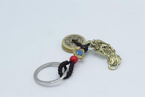 البرونزية فنغ شوي المعادن التنين بي شيو بي ياو الإمبراطور عملات المفاتيح حقيبة يد حقيبة الظهر سحر in Kuwait