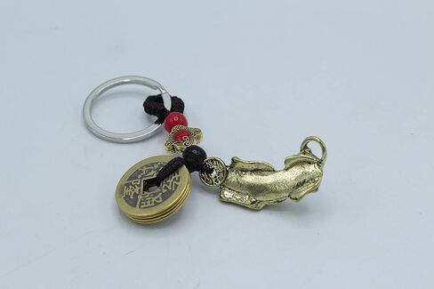 البرونزية فنغ شوي المعادن التنين بي شيو بي ياو الإمبراطور عملات المفاتيح حقيبة يد حقيبة الظهر سحر in Kuwait