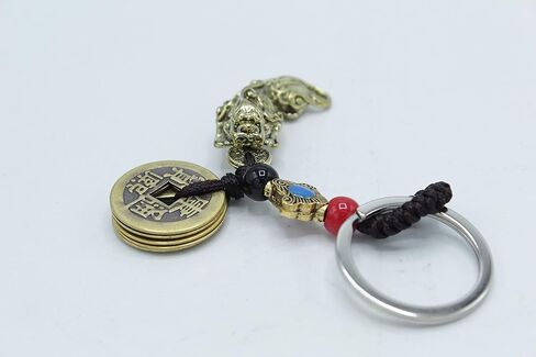 البرونزية فنغ شوي المعادن التنين بي شيو بي ياو الإمبراطور عملات المفاتيح حقيبة يد حقيبة الظهر سحر in Kuwait