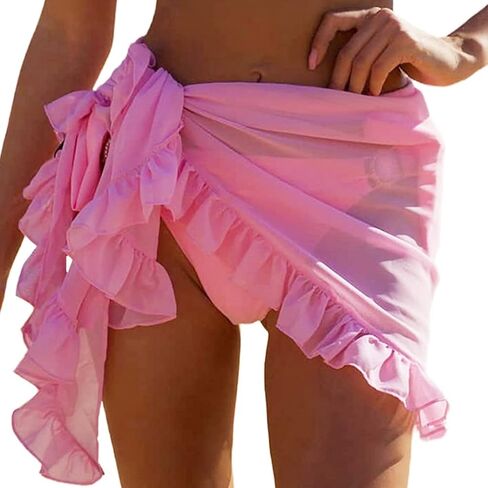 TWINKLEDE Women's Sarong Beach Wrap Swimsuit Cover Ups Bikini Short Skirt Sheer Chiffon Scarf for Women and Girls in Saudi Arabia