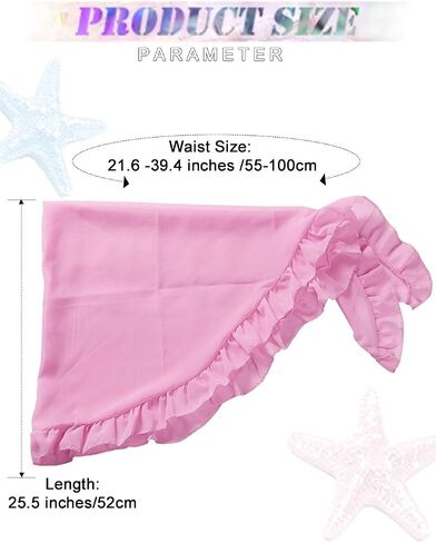 TWINKLEDE Women's Sarong Beach Wrap Swimsuit Cover Ups Bikini Short Skirt Sheer Chiffon Scarf for Women and Girls in Saudi Arabia
