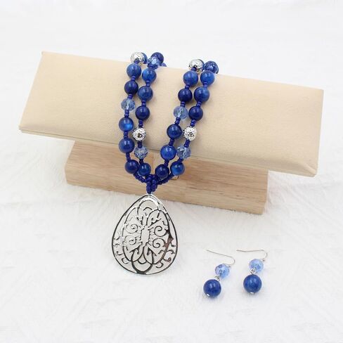 Aenu 18" Beads Necklaces Cute Elegant Figure Glossy Teardrop Pendant Necklace Set for Women Holiday Gift in Saudi Arabia