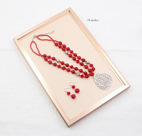 Aenu 18" Beads Necklaces Cute Elegant Figure Glossy Teardrop Pendant Necklace Set for Women Holiday Gift in Saudi Arabia