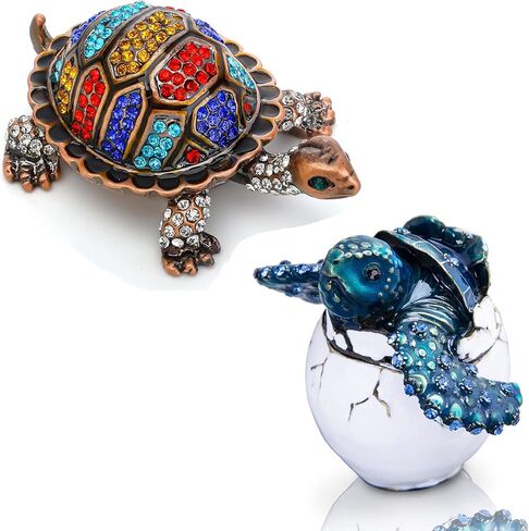 YU FENG صندوق حلية مجوهرات سلحفاة عتيقة مكون من قطعتين in Kuwait