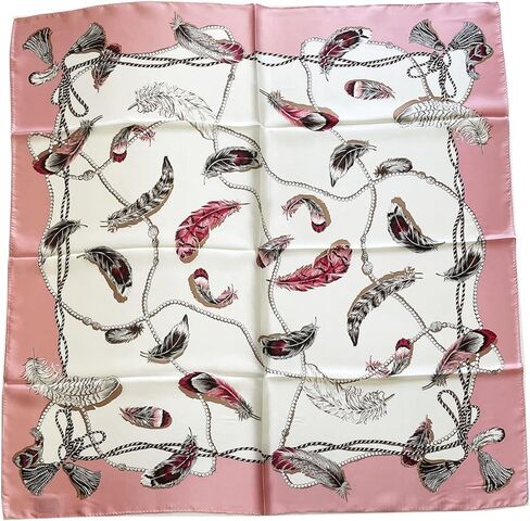 Silk Scarf, 9117 "Feather, 35x35 in, square, 100% silk twil fabric, Gift Cased, ST889117 in Kuwait