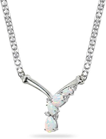B. BRILLIANT Sterling Silver Genuine or Simulated Gemstone & White Topaz Mesh Chain Statement Cocktail V Drop Necklace in Saudi Arabia