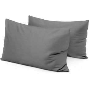 Toddler Travel Pillowcase 100% Soft Egyptian Cotton Set of 2 Small Pillowcase 500 Thread Count with Zipper Closure Toddler Pillowcase 12x16, Dark Grey
